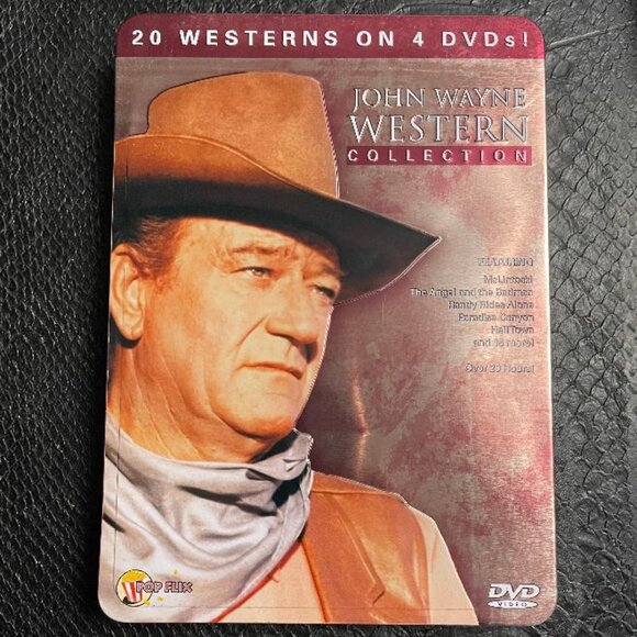 JOHN WAYNE WESTERN COWBOY SET OF 4 DVD'S MOVIE COLLECTION IN TIN BOX - GOOD COND - Picture 1 of 4